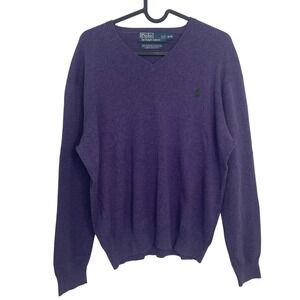 Polo Ralph Lauren Vintage V-Neck Pima Cotton Sweater Purple Medium